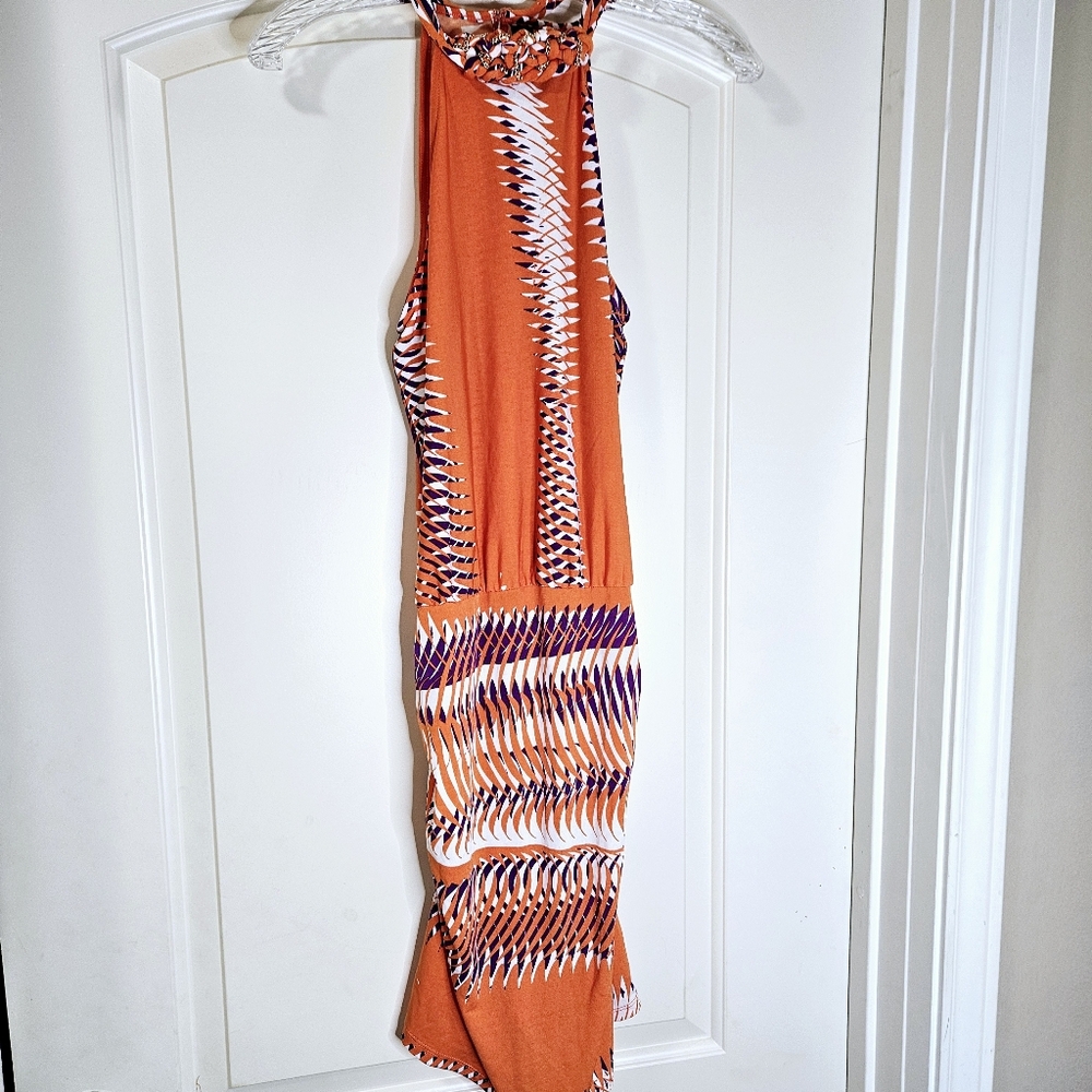 Marciano Halter Orange/Purple Sleeveless Mini Dress-Small